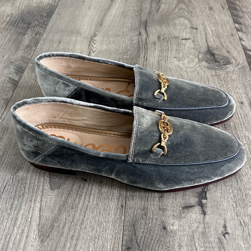 Sam Edelman Loraine Velvet Bit Loafers Smoky Gray Size 8.5 NWOT - Picture 3 of 10